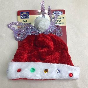 Santa Pet Dog Hat Christmas Bedazzled Holiday Med
